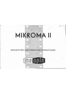 Meopta Mikroma manual. Camera Instructions.